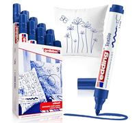 edding 4500 Marcatore per Tessuti, Blu, 10Pz, Punta Tonda 2-3 mm, Marcatori Permanenti per Disegnare sui Tessuti, Resistente ai Lavaggi Fino a 60 °C