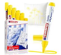 edding 4500 Marcatore per Tessuti, Giallo, 10Pz, Punta Tonda 2-3 mm, Marcatori Permanenti per Tessuti per Disegnare sui Tessuti, Resistente ai Lavaggi Fino a 60 °C