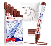 Edding 4500 Marcatore per Tessuti, Marrone, 10Pz, Punta Tonda 2-3 mm, Marcatori Permanenti per Disegnare sui Tessuti, Resistente ai Lavaggi Fino a 60 °C