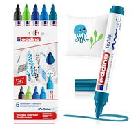 edding 4500 Marcatore per Tessuti - Per scrivere, colorare e disegnare sulla stoffa e.g. t-shirt e cuscini - Resitente ai lavaggi - Set 5 colori Freddi - Tratto 2-3 mm