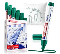 Edding 4500 Marcatore per Tessuti, Verde, 10Pz, Punta Tonda 2-3 mm, Marcatori Permanenti per Tessuti per Disegnare sui Tessuti, Resistente ai Lavaggi Fino a 60 °C