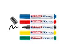 Edding 4500 Set 5 Pennarelli per Tessuti Resistenti ai Lavaggi Colori Basic Punta 2-3mm Pennarello per Tessuti Indelebile Pittura per Stoffa Cotone Lino Colore Tessuto Nero Rosso Blu Verde e Giallo