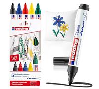 Marcatore per tessuto 4500 - punta tonda 2,0-3,0mm - 5 colori assortiti - Edding