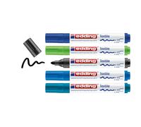 Edding - 4500 Textile Marker Set Of 5 Pcs Cool Colours - (706826) Toy NUOVO