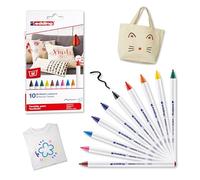 edding 4600 Marcatore per Tessuti - Per scrivere, colorare e disegnare sulla stoffa e.g. t-shirt e cuscini - Resistente ai lavaggi - Set 10 colori Fun - Tratto 1 mm