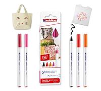 edding 4600 Marcatore per Tessuti - Per scrivere, colorare e disegnare sulla stoffa e.g. t-shirt e cuscini - Resitente ai lavaggi - Set 5 colori Caldi - Tratto 1 mm