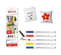 edding 4600 Marcatore per Tessuti - Per scrivere, colorare e disegnare sulla stoffa e.g. t-shirt e cuscini - Resistente ai lavaggi - Set 5 colori Basic - Tratto 1 mm