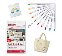 edding 4600 Marcatore per Tessuti - Per scrivere, colorare e disegnare sulla stoffa e.g. t-shirt e cuscini - Resistente ai lavaggi - Set 10 colori Basic - Tratto 1 mm