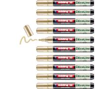 edding 50 pennarelli EcoLine - oro - 10 pezzi - punta rotonda 2-3 mm - inchiostro a base d'acqua, altamente opaco e impermeabile, penna per vetro, pietra, legno, plastica e carta
