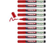 edding 50 pennarelli EcoLine - rosso - 10 pezzi - punta rotonda 2-3 mm - inchiostro a base d'acqua, altamente opaco e impermeabile, penna per vetro, pietra, legno, plastica e carta