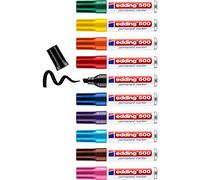 edding 500 Marcatore Permanente, Multicolore, Scatola 10Pz, Punta a Scalpello 2-7 Mm, Impermeabile, Asciugatura Rapida Senza Sbavature, per Cartone, Plastica, Legno, Metallo, Vetro e Tessuto