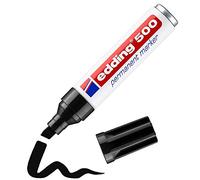 Edding 500 Marcatore Permanente, Nero, 1Pz, Punta a Scalpello 2-7 Mm, Impermeabili, ad Asciugatura Rapida, a Prova Di Sbavature, per Cartone, Plastica, Legno, Metallo, Vetro e Tessuto