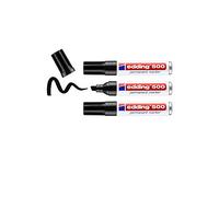 edding 500 Marcatore Permanente, Nero, Blister 3Pz, Punta a Scalpello 2-7 Mm, Impermeabile, Asciugatura Rapida Senza Sbavature, per Cartone, Plastica, Legno, Metallo, Vetro e Tessuto