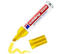 edding 500 Pennarello permanente - giallo - 1 penna, punta smussata da 2-7 mm, asciugatura rapida, resistente all'acqua e allo sfregamento - per cartone, plastica, legno, metallo, vetro