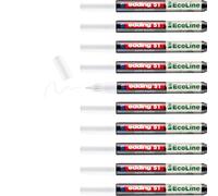 edding 51 EcoLine - Pennarello a vernice, bianco, 10 pezzi, punta rotonda da 1-2 mm, inchiostro a base d'acqua, altamente opaco e impermeabile, penna per vetro, pietra, legno, plastica e carta