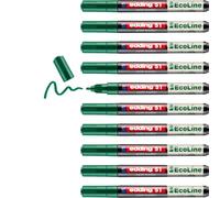 edding 51 EcoLine - Pennarello a vernice, colore verde, 10 pezzi, punta rotonda da 1-2 mm, inchiostro a base d'acqua, altamente opaco e impermeabile, penna per vetro, pietra, legno, plastica e carta