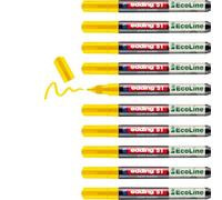edding 51 EcoLine - Pennarello a vernice, giallo, 10 pezzi, punta rotonda da 1-2 mm, inchiostro a base d'acqua, altamente opaco e impermeabile, penna per vetro, pietra, legno, plastica e carta