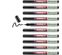edding 51 EcoLine - Pennarello per pittura - nero - confezione da 10 - punta ogiva 1-2 mm - inchiostro a base d'acqua, molto opaco e impermeabile - matita per vetro, pietra, legno, plastica e carta