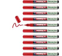 edding 51 EcoLine - Pennarello a vernice, rosso, 10 pezzi, punta rotonda da 1-2 mm, inchiostro a base d'acqua, altamente opaco e impermeabile, penna per vetro, pietra, legno, plastica e carta