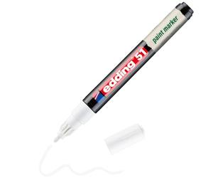 Edding 51 Pennarello EcoLine - Bianco - 1 Penna - Punta rotonda 1-2 mm - Inchiostro a base d'acqua, altamente opaco e impermeabile - Penna per vetro, pietra, legno, plastica e carta