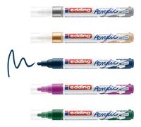 Edding 5100 Acrilico Confezione da 5 Pennarelli Acrilici Permanenti Metallici - Punta Rotonda 2-3mm - Linea Media - Resistente alla Luce - Asciugatura Rapida - Colori Metallici Assortiti