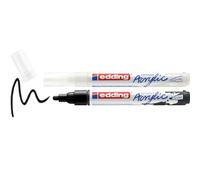 edding 5100 Acrylic Set da 2 pezzi - Nero & Bianco - 2 Marcatori Acrilici Impermeabili - Punta rotonda media 2 - 3 mm - Matite acriliche per contorni e dettagli - Pittura su tela, carta, legno, pietra