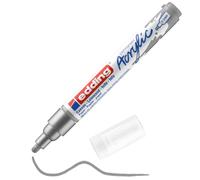 edding 5100 Marcatore Acrilico Medio, Argento, 1 Marcatore a Vernice Acrilica Waterproof, Punta Tonda 2-3Mm, Pennnarello Acrilico per Disegno Su Tela, Carta, Legno, Marcatore Acrilico per Ciotoli
