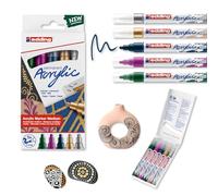 Edding 5100 Acrilico Confezione da 5 Pennarelli Acrilici Permanenti Metallici - Punta Rotonda 2-3mm - Linea Media - Resistente alla Luce - Asciugatura Rapida - Colori Metallici Assortiti