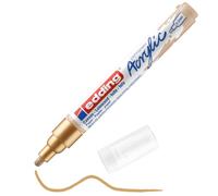 Edding 5100 Pennarello Oro Acrilico Medio Punta Rotonda 2-3mm Professionale Pennarelli Acrilici Waterproof Permanente per Disegno su Tela Carta Legno Pietra Ciotoli Made in Germany