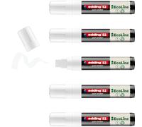 edding 52 pennarelli EcoLine - Bianco - Confezione da 5 - Punta a scalpello 4 - 15 mm - Inchiostro a base d'acqua, altamente opaco e impermeabile - Penna per vetro, pietra, legno, plastica e carta