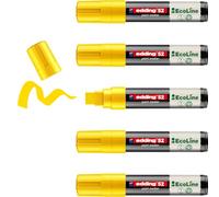 edding 52 pennarelli EcoLine - giallo - 5 pezzi - punta a scalpello 4 - 15 mm - inchiostro a base d'acqua, altamente opaco e impermeabile - penna per vetro, pietra, legno, plastica e carta