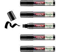edding 52 pennarelli EcoLine - nero - 5 pezzi - punta a scalpello 4 - 15 mm - inchiostro a base d'acqua, altamente opaco e impermeabile - penna per vetro, pietra, legno, plastica e carta