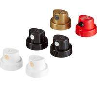 edding 5200 Set Ugelli Spruzzatori per Spray Permanente, Set di 6 Testine da Spruzzo, Testine Intercambiabili In 4 Diverse Larghezze di Spruzzo, da Linee Sottili (1 Cm) Fino a Grandi Aree (14 Cm)