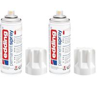 Edding 5200 Spray Permanente, Bianco Traffico Lucido, 200 Ml, Vernice Acrilica Premium per Dipingere e Decorare Vetro, Metallo, Legno, Ceramica, Plastica, Tela, Smalto Acrilico (Confezione da 2)