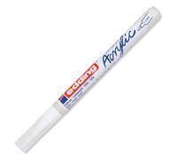 edding 5300 Marcatore a Vernice Acrilica Fine, Bianco, 1 Waterproof, Punta Tonda 1-2Mm, Pennnarello per Disegno Su Tela, Carta, Legno, per Ciotoli