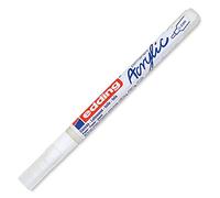 edding 5300 Marcatore a Vernice Acrilica Fine, Bianco, 1 Waterproof, Punta Tonda 1-2Mm, Pennnarello per Disegno Su Tela, Carta, Legno, per Ciotoli