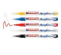 edding 5300 Marcatore Acrilico Fine, Multicolore, 5 pz, Punta Tonda Fine 1-2 mm, Pennarello Acrilico per Disegnare su Tela, Carta d'Arte e Legno, Pennarelli Acrilici per Sassolini