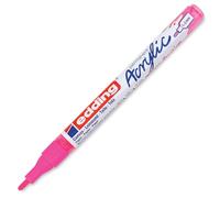 edding 5300 Marcatore Acrilico Fine, Rosa Fluorescente, 1 Marcatore a Vernice Acrilica Waterproof, Punta Tonda 1-2Mm, Pennnarello Acrilico per Disegno Su Tela, Carta, Legno, per Ciotoli