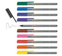 edding 55 Fineliner punta sintetica; Scatola in metallo 10 pz.; Colori assortiti; Tratto 0,3 mm
