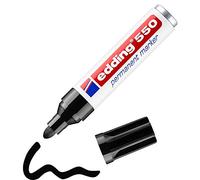 edding 550 Marcatore Permanente, Nero, Blister 1Pz, Punta a Scalpello 3-4 Mm, Impermeabile, Asciugatura Rapida Senza Sbavature, per Cartone, Plastica, Legno, Metallo, Vetro e Tessuto
