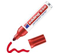 edding 550 Marcatore permanente - Rosso - Blister 1 pz. - punta tonda 3-4 mm - pennarello impermeabile, ad asciugatura rapida, non sbava - per cartone, plastica, legno, metallo, vetro e tessuto