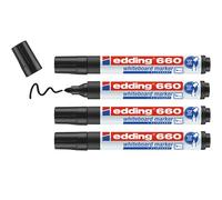 Edding 660 - Pennarello per lavagne bianche, punta tonda, larghezza tratto 1,5 - 3 mm, confezione da 4, nero