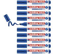 edding 663 Pennarello per lavagne bianche - Blu - 10 penne - punta a scalpello da 1-5 mm - Pennarello cancellabile, per lavagna bianca, magnetica, memo, cavalletto per conferenze, sketchnotes - Ricaricabile