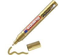 edding 750 Marcatore a Vernice Lucida, Oro, Confezione Singola, Punta Rotonda 2-4 Mm, Pennarello Indelebile per Vetro, Pietra, Legno, Plastica, Carta, Impermeabile, Alta Copertura