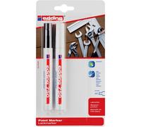 edding 750 Marcatore a Vernice, Nero, Bianco, 2 Penne, Punta Tonda 2-4 Mm, per Marcare Ed Etichettare Metallo, Vetro, Rocce, Plastica, Resistente Al Calore, Anti Sbavature, Impermeabile