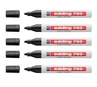 Edding 750 pennarelli neri per vernice, 2-4 mm, rotondi, 5 pezzi