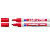 Edding 750 Pennarello indelebile per uso industriale, 2 - 4 mm, Rot, Confezione da 2