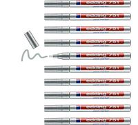 edding 751 Marcatore a Vernice, Argento, 10 Penne, Punta Tonda 1-2 Mm, per Marcare Ed Etichettare Metallo, Vetro, Rocce, Plastica, Resistente Al Calore, Anti Sbavature, Impermeabile