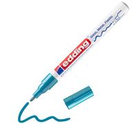 edding 751 Marcatore a Vernice Lucida, Azzurro, 1 Pennarello, Punta Rotonda 1-2 Mm, Pennarello Indelebile per Vetro, Pietra, Legno, Plastica, Carta, Impermeabile, Alta Copertura