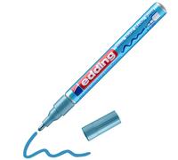 edding 751 Marcatore a Vernice Lucida, Azzurro Metallizzato, 1 Pennarello, Punta Rotonda 1-2 Mm, Pennarello Indelebile per Vetro, Pietra, Legno, Plastica, Carta, Impermeabile, Alta Copertura